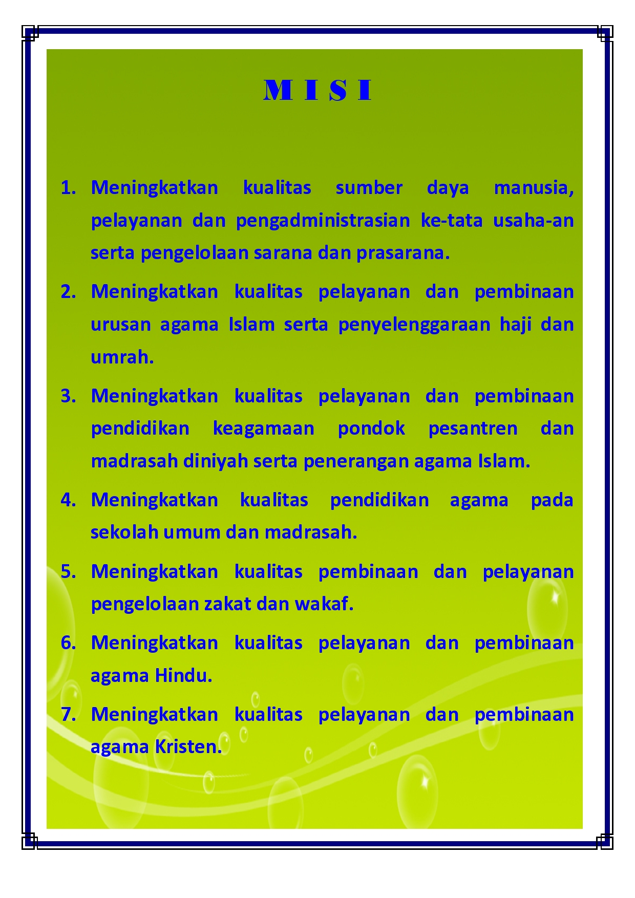 VISI & MISI KEMENAG PULANG PISAU